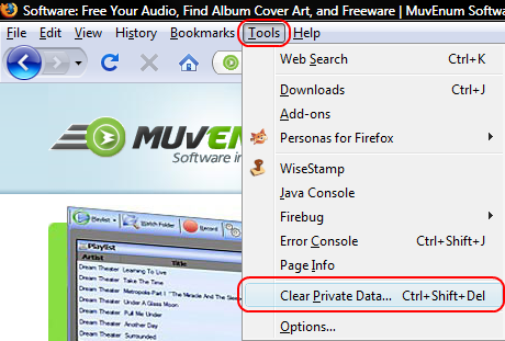 Firefox 3: Tools -> Clear Private Data