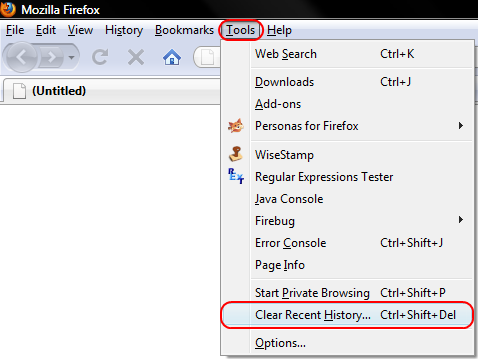 Firefox 3.5: Tools -> Clear Recent History