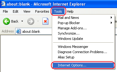 Internet Explorer 6: Tools -> Internet Options