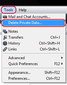 Opera 9: Tools -> Delete Private Data